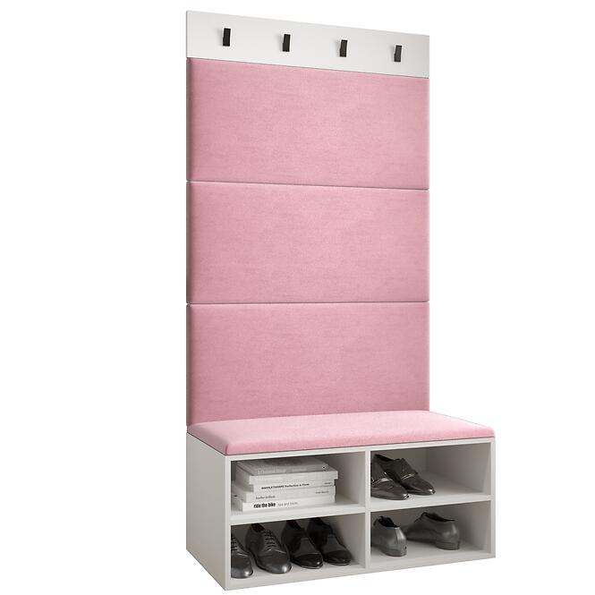 Predsieňový nábytok Miro biela/čierna panel ružový