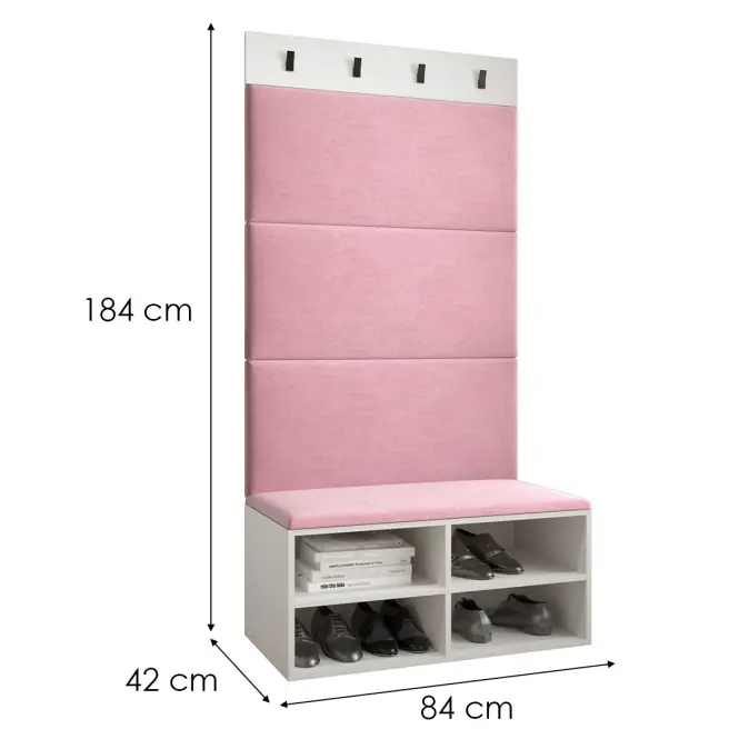 Predsieňový nábytok Miro biela/čierna panel ružový