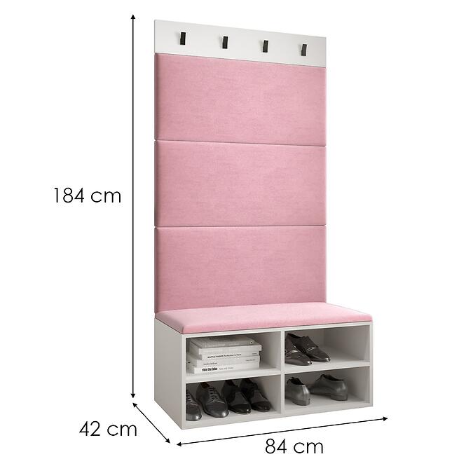 Predsieňový nábytok Miro biela/čierna panel ružový