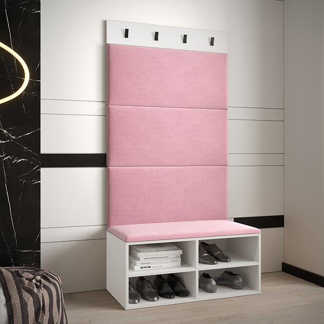 Predsieňový nábytok Miro biela/čierna panel ružový