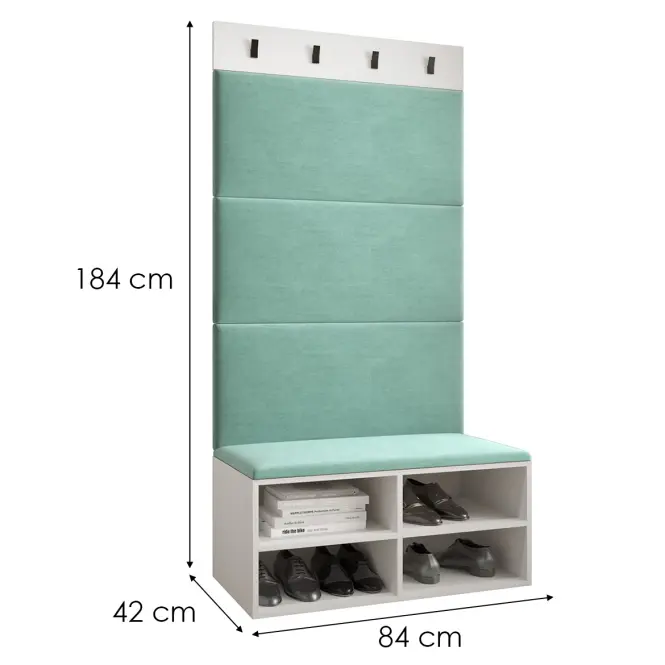 Predsieňový nábytok Miro biela/čierna panel mätový