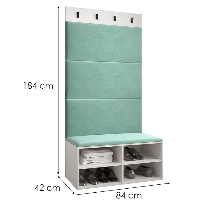 Predsieňový nábytok Miro biela/čierna panel mätový