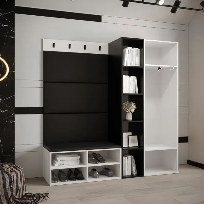 Predsieňový nábytok Miro biela panel čierna