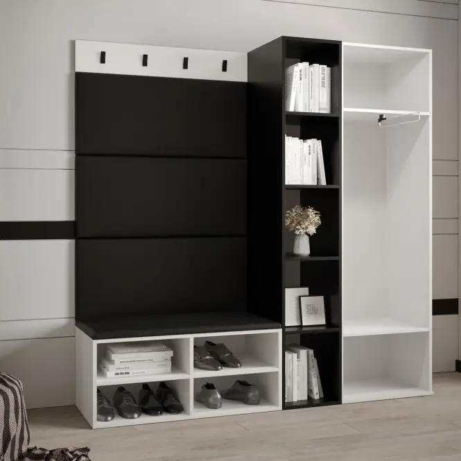 Predsieňový nábytok Miro biela panel čierna eco