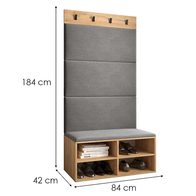 Predsieňový nábytok Miro dub craft panel sivý