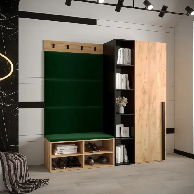Predsieňový nábytok Miro dub craft panel zelená,4