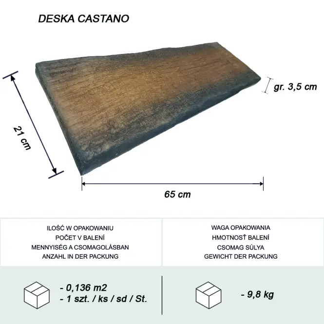 Záhradna Doska Castano 65x21x3.5 cm