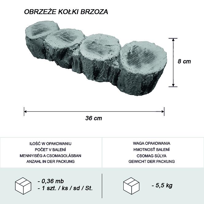 Záhradná obruba Breza - imitácia dreva 36,4x10x8 cm,2