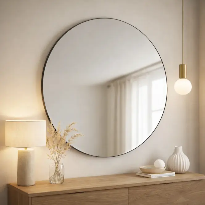 Okrúhle dekoratívne zrkadlo FI80 BLACK