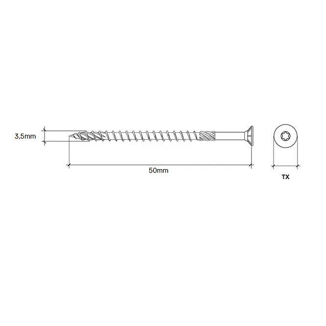 Konštrukčná Skrutka Master So Zápustnou Hlavou Torx 3.5×50 L200
