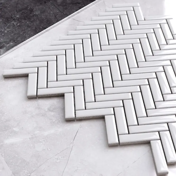 Mozaika Mini Chevron White Gloss 27/28,2