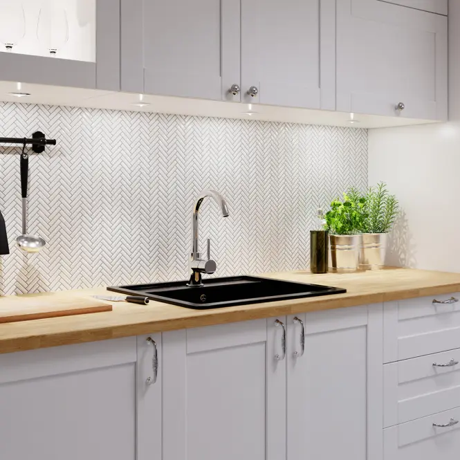 Mozaika Mini Chevron White Gloss 27/28,4