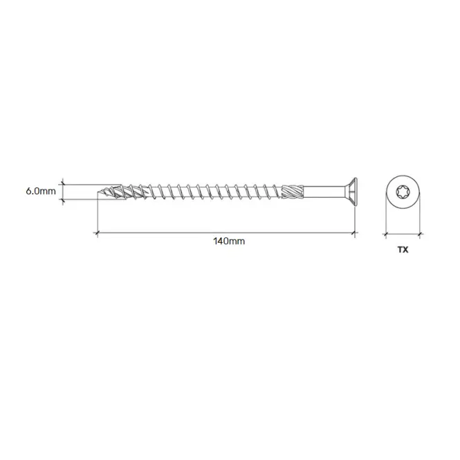 Konštrukčná Skrutka Master So Zápustnou Hlavou Torx 6.0×140 L40