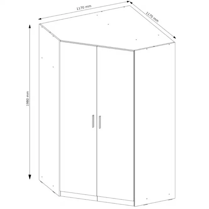 Rohová skriňa 117 cm biela lesklá/biela alpská Snow 06