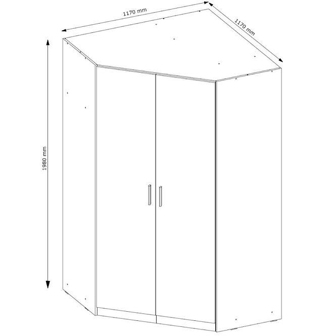 Rohová skriňa 117 cm biela lesklá/biela alpská Snow 06,2
