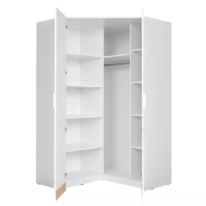 Rohová skriňa 117 cm biela lesklá/biela alpská Snow 06,3
