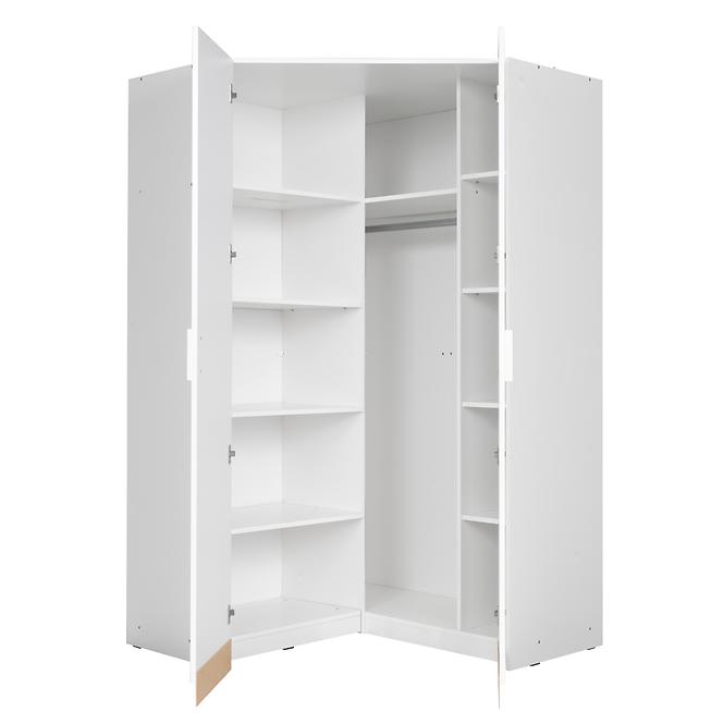 Rohová skriňa 117 cm biela lesklá/biela alpská Snow 06,3