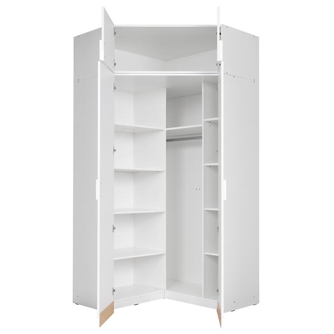 Rohová skriňa 117 cm biela lesklá/biela alpská Snow 06,5