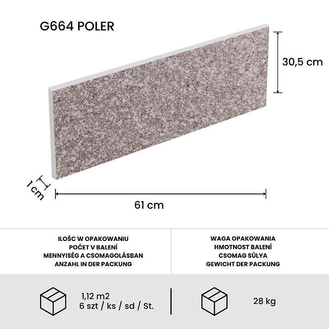 Dlažba granit grey leštený g664 30,5x61x1cm