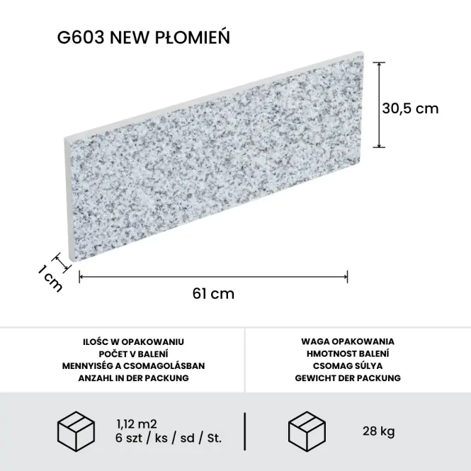 Dlažba granit  steel grey 30,5x61x1cm leštený