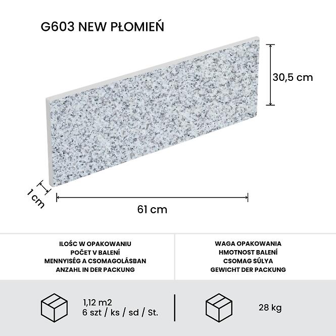 Dlažba granit  steel grey 30,5x61x1cm leštený