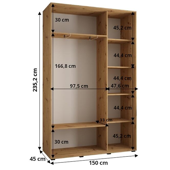 Skriňa Lanko 1-150 (45) čierna/biela,3