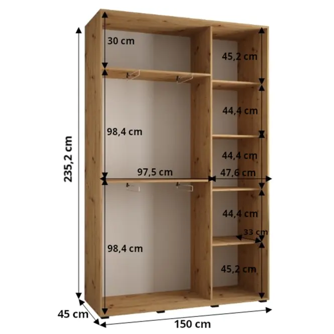 Skriňa Lanko 1-150 (45) čierna/biela