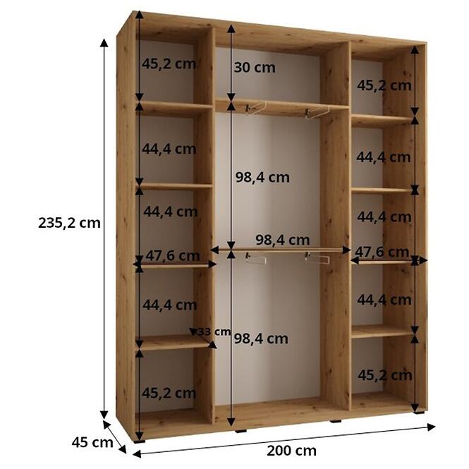 Skriňa Lanko 1-200 (45) čierna/biela