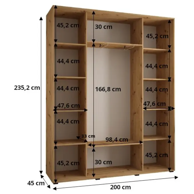 Skriňa Lanko 1-200 (45) čierna/biela