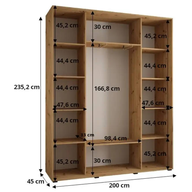 Skriňa Lanko 2-200 (45) čierna/artisan