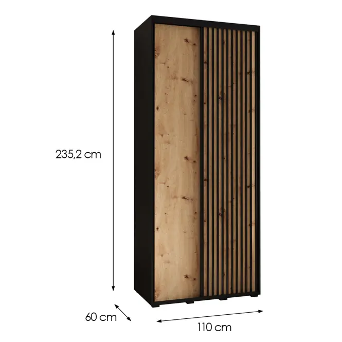 Skriňa Lanko 1-110 (60) čierna/artisan