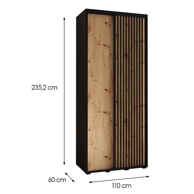 Skriňa Lanko 1-110 (60) čierna/artisan