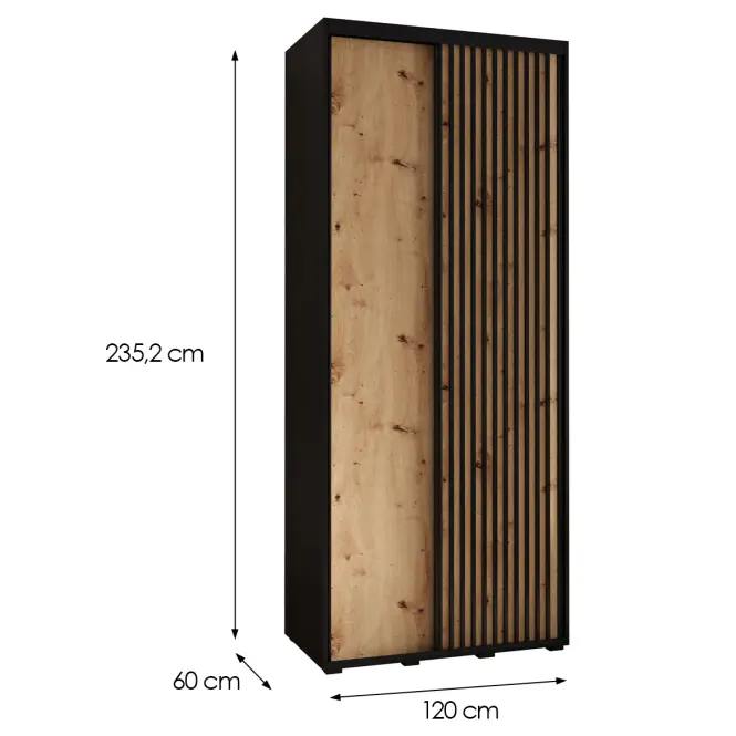 Skriňa Lanko 1-120 (60) čierna/artisan