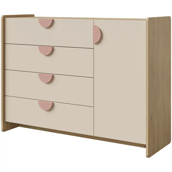 Komoda Lexi 9 Cremona/Macadamia/Ružová