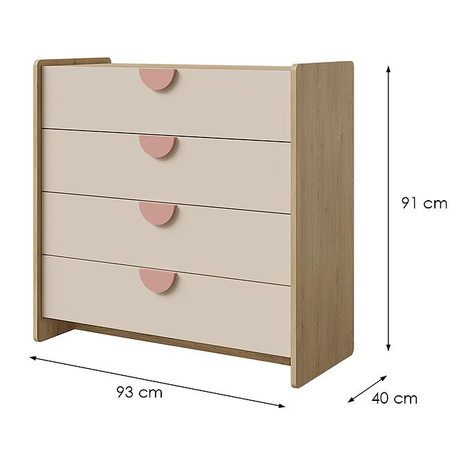 Komoda Lexi 10 Cremona/Macadamia/Ružová
