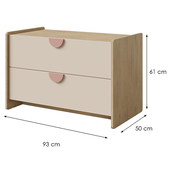 Komoda Lexi 11 Cremona/Macadamia/Ružová,2