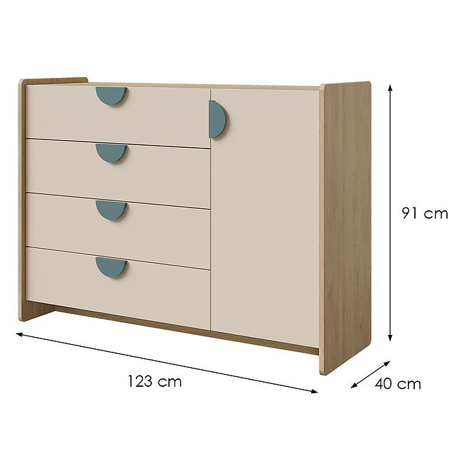 Komoda Lexi 9 Cremona/Macadamia/Morská,2