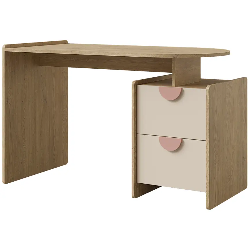 Písací stôl Lexi 12l/P Cremona/Macadamia/Ružová