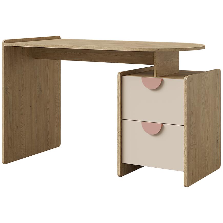 Písací stôl Lexi 12l/P Cremona/Macadamia/Ružová