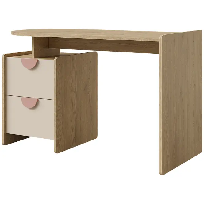 Písací stôl Lexi 12l/P Cremona/Macadamia/Ružová