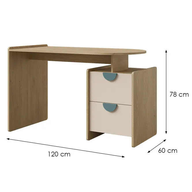 Písací stôl Lexi 12l/P Cremona/Macadamia/Morská