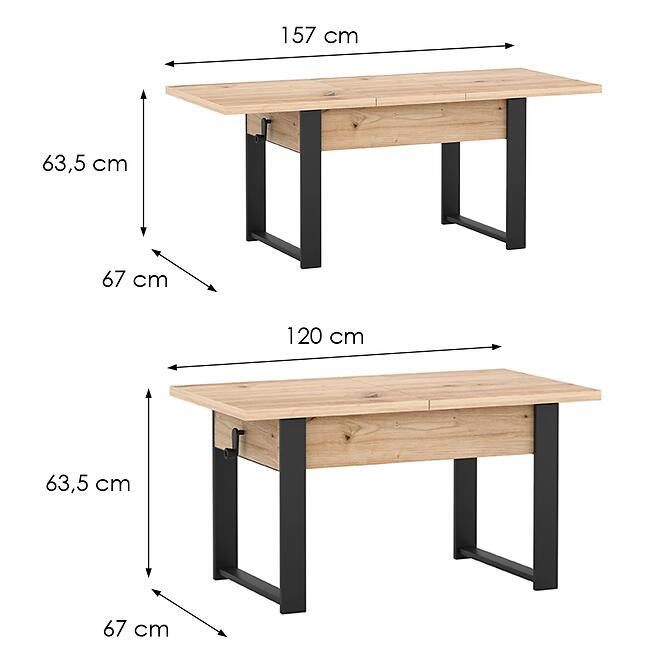 Zdvíhací stolík Hugo Artisan/Čierna