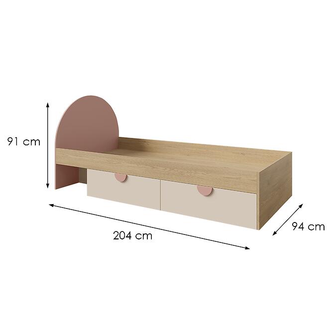 Posteľ Lexi 13l/P Cremona/Macadamia/Ružová