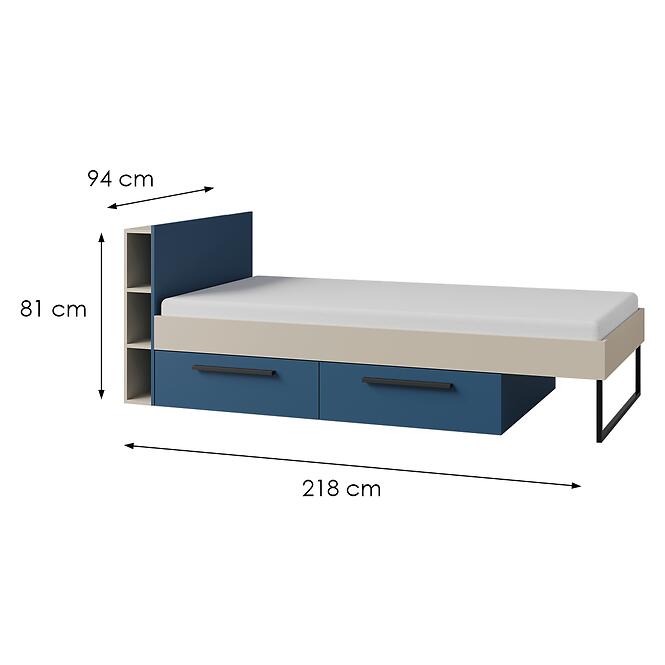 Posteľ Lorin 11l/P Kašmír/Morská modrá,2