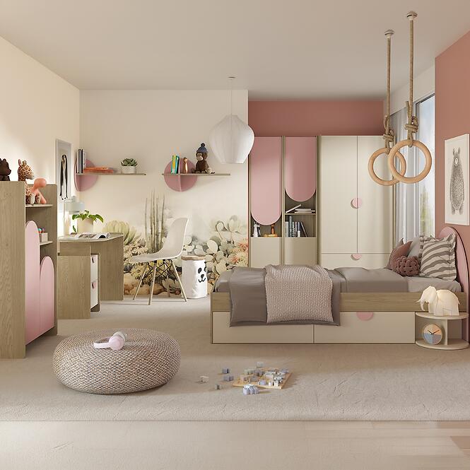 Nočný stolík Lexi 14 Cremona/Macadamia/Ružová,3
