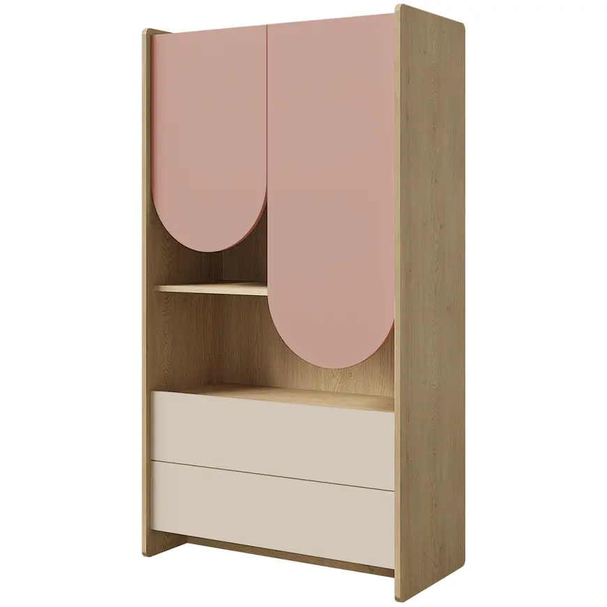 Regál Lexi 6 Cremona/Macadamia/Ružová