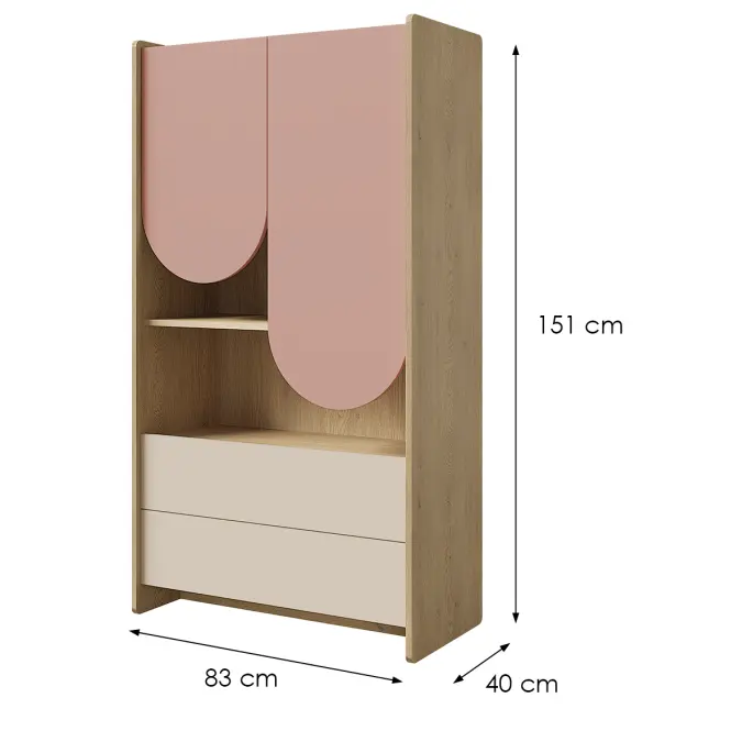 Regál Lexi 6 Cremona/Macadamia/Ružová