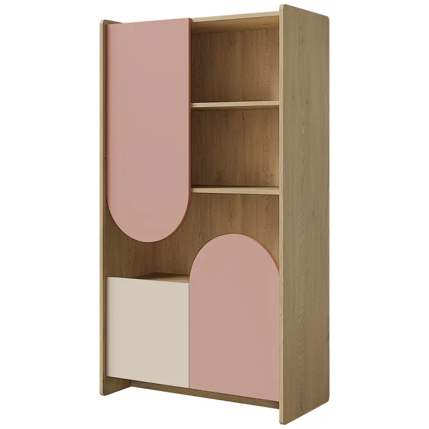 Regál Lexi 7 Cremona/Macadamia/Ružová
