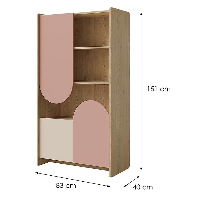 Regál Lexi 7 Cremona/Macadamia/Ružová,2