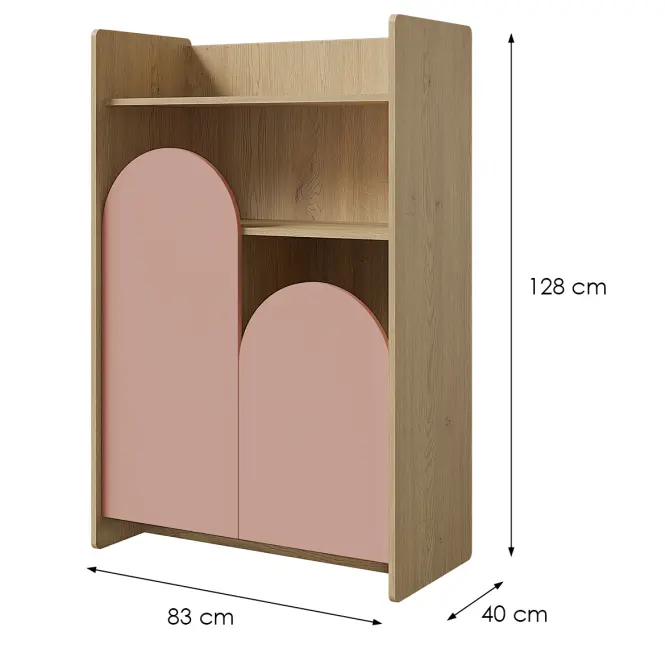 Regál Lexi 8 Cremona/Macadamia/Ružová,2